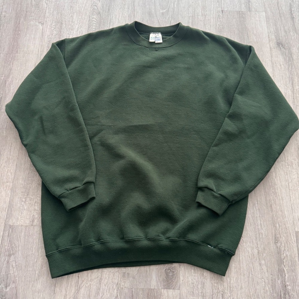 Vintage Discus Athletic Mens Large Forest Green Blank Crewneck Sweatshirt 90's